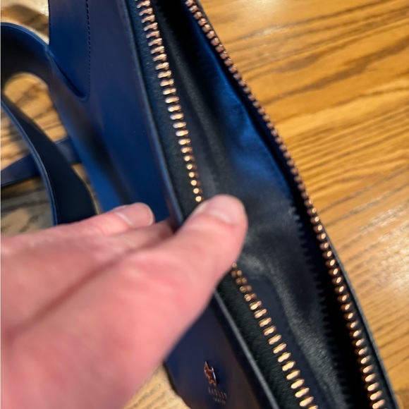 Bradley of London Navy Blue Leather Pocket Zip Cross-body Purse NWT - Picture 7 of 10